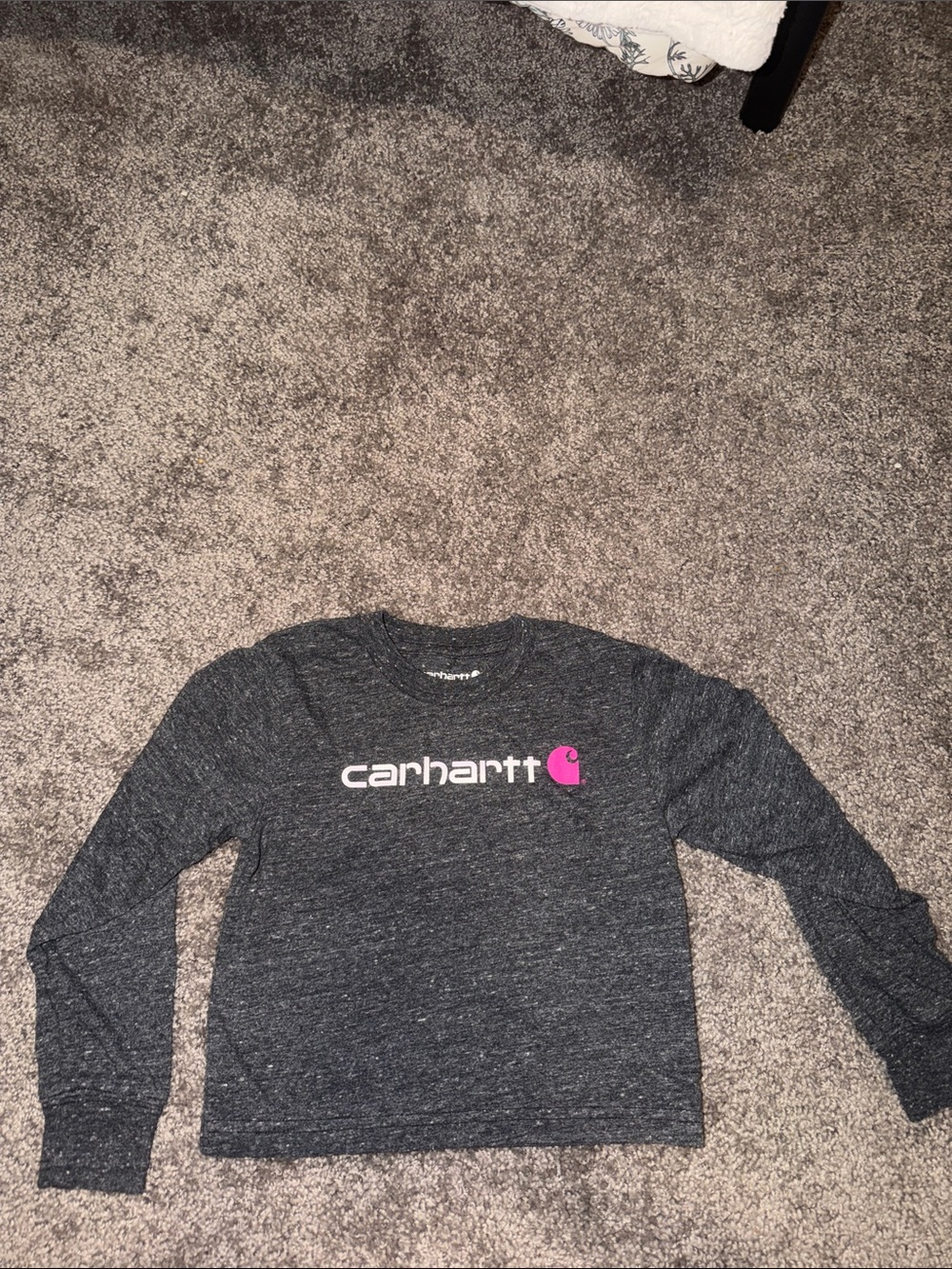 Carhartt Kids Dark Gray Sweatshirt with Pink Logo